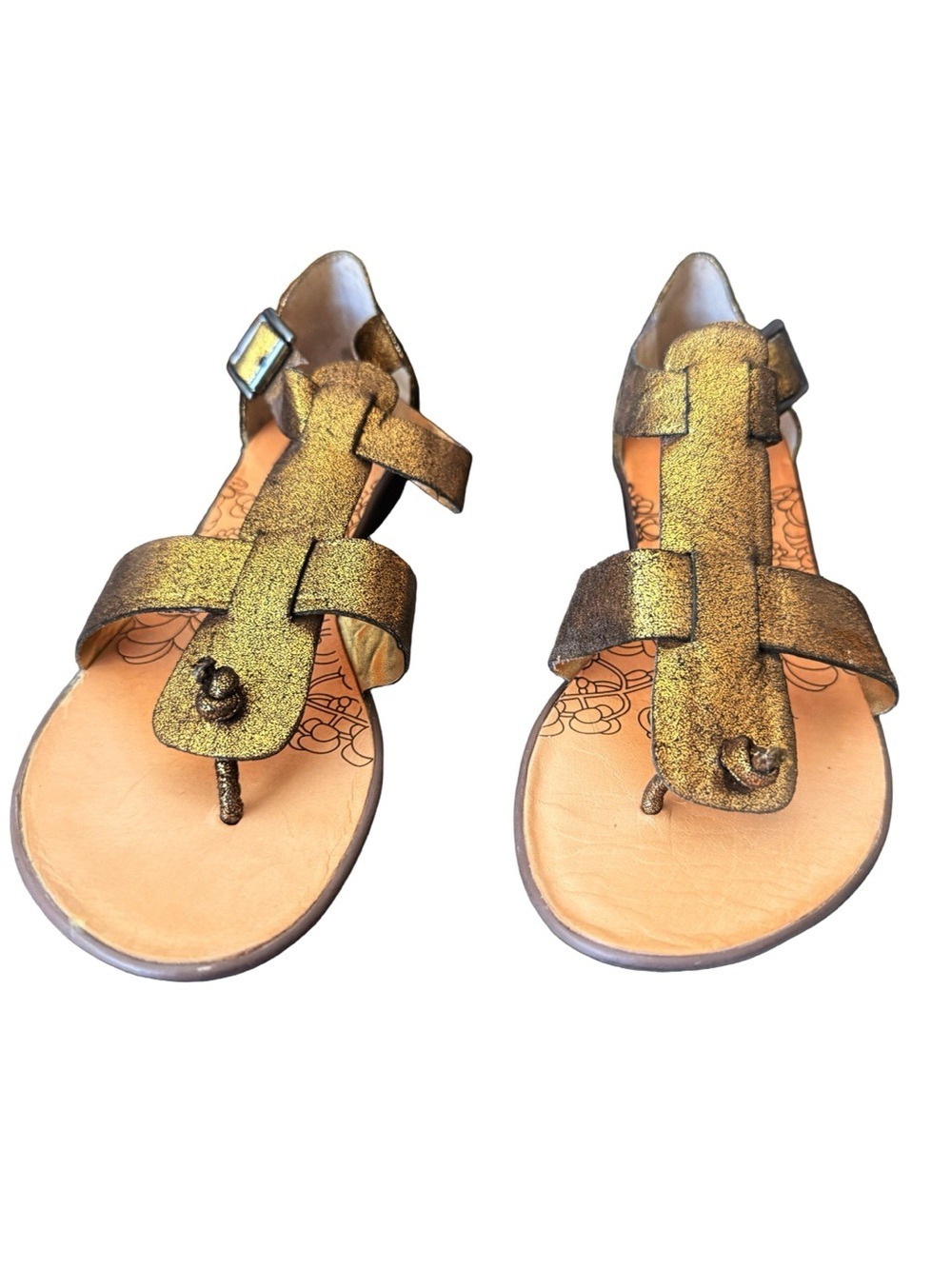 NIB-ANTHROPOLOGIE DV Dolce Vita Darla Bronze Metallic T-Strap Flat Sandals 8.5M